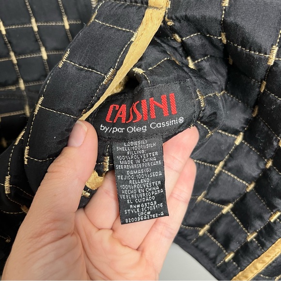 Vintage Oleg Cassini silk quilted reversible jacket sz L - Picture 2 of 5